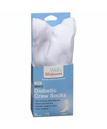Walgreens Diabetic Crew Socks for Men White 7-12 3 pr