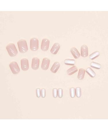 Foccna Short Pink Press On Nails - 24 Pcs Glossy Acrylic False Nails for Women & Girls - Buy Online on GoSupps.com