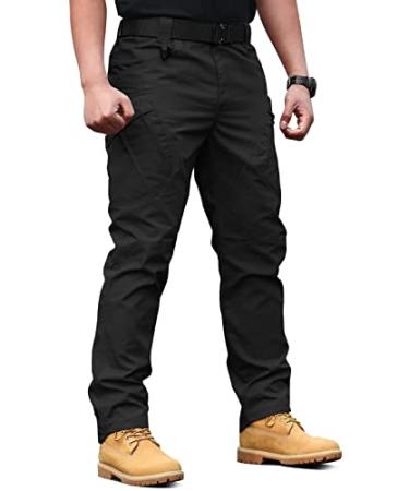 solo soplo Men's Tactical Pants,Water Repellent Cargo Pants for Combat Hiking Outdoor Survival Camping Lightweight Casual Black 32W x 30L