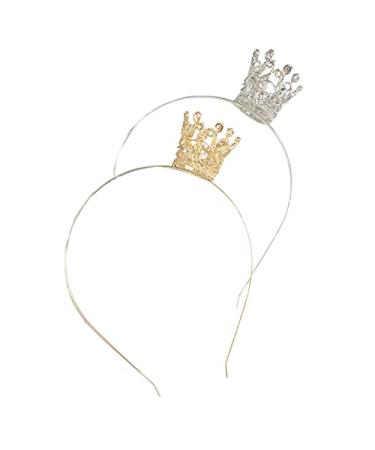 Girls Princess Crystal Tiara Crown For Birthday Party Rhinestone Tiara Headband for Girls Wedding Prom Bridal Gold Silver 2pcs