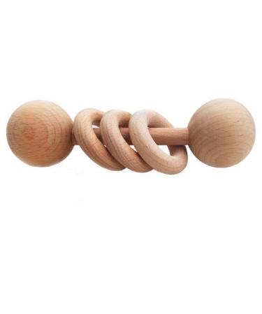 Baby Wooden Toy Rattle Natural Untreated 3 Ring Wooden Teether Toy Montessori Small Wooden Classic Baby MarcusRattle