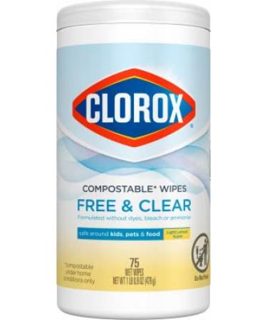 Clorox 32485 Cleaning Wipes Compostable Simply Lemon Scent 75-Ct. - Quantity 6