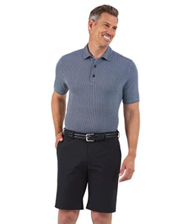 IBKUL Men's Athleisure Wear Sun Protective UPF 50+ Icefil Cooling Tech Mini Check Short Sleeve Polo - 94754 Color: Black/White - Print: Mini Check X-Large