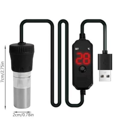 Gerui 25W USB Aquarium Heater & Temperature Controller - LED Display Suction Cups Built-in Thermometer for Fresh & Salt Water - Buy Online on GoSupps.com