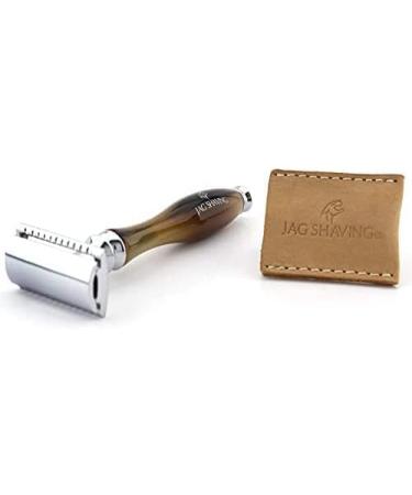 Jag Shaving Double Edge Safety Razor with Resin Leather Case | Best for Men & Women | International Shipping Available - Buy Online on GoSupps.com