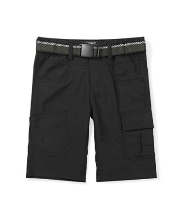 Mesinsefra Kids Boy's Youth Quick Dry Elastic Waist Cargo Shorts,Outdoor Hiking Camping Fishing 1201 Black 7-8 Years