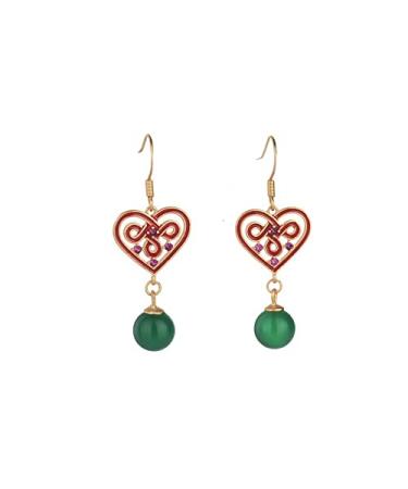 Fashion Earrings Sweetheart Earrings Ladies Classical Style Green Ball Vintage Elegant Pendant Earrings Jewelry Dainty Earrings Fashion Accessories
