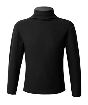 Hansber Baby Girls Boys Thermal Underwear Top Turtleneck T-Shirts Stretchy Long Sleeve Winter Baselayer Vest Black 5-6