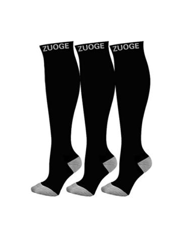 3 Pairs Compression Socks Pack - Best Medical Nursing Travel & Flight Socks - Running & Fitness - 15-20mmHg Black X-Large-XX-Large