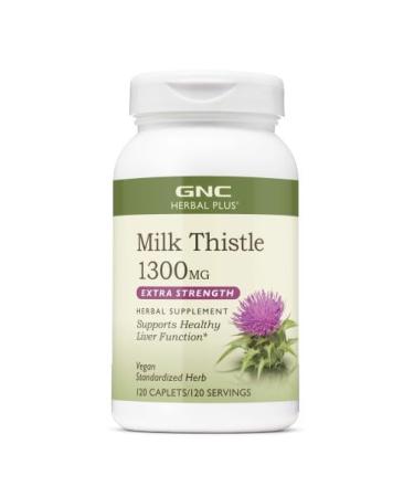 GNC Herbal Plus Milk Thistle 1300mg Extra Strength 120 Caplets 120 Count New