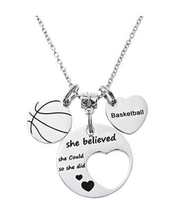 FYXYZ FY Basketball Necklace Basketball Gifts for Girls Women Teens Basketball Pendant Necklace Stainless Steel Necklace Sports Necklace