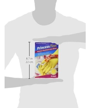 Princess Picot Rubber Gloves Medium (12 Pairs) 12 Count - Buy Online on GoSupps.com