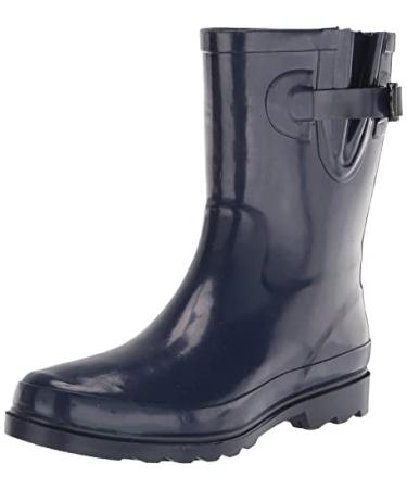 Western Chief Women's Solid Mid Height Waterproof Rain Boot 9 Navy Gloss