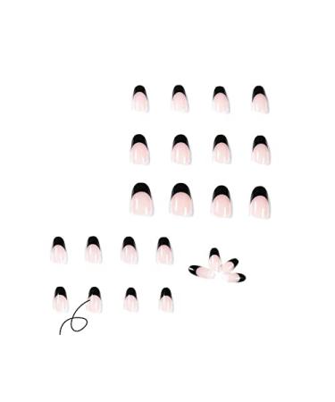 Vemalo BLACK French Press on Nails Medium - 24 pcs (Style 1) - Buy Online on GoSupps.com