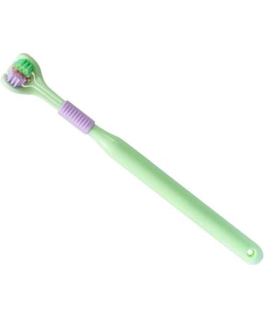 Buy Soft Hair Manual Toothbrush - 3-Piece Three-Sided & Tongue Scratcher - Ideal for Kids & Adults - Green - International Shipping Available - Buy Online on GoSupps.com
