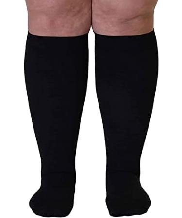 4XL Wide Plus Size Calf Compression Socks 20-31 mmHg for Men and Women - Black - Buy Online on GoSupps.com