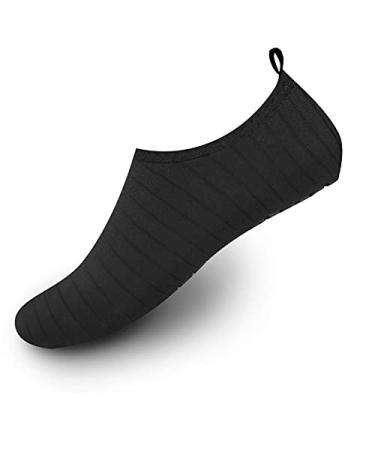 Valennia Water Shoes Barefoot Quick-Dry Sports Aqua Yoga Socks Slip-On Beach Swim Surf Exercise for Women Men 7.5-8.5 Women/6.5-7.5 Men Striped Black