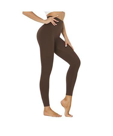 High Waisted Leggings for Women Pack-Black Active High Waisted Soft Tummy Control Workout Running Yoga Pants C-1 Pack Small-Medium 6-1 Pack Brown
