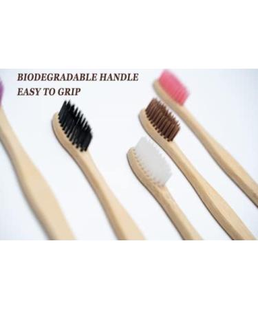 Biodegradable Bamboo Toothbrushes Set with Travel Case & Floss Picks |TanAisu (2 Brown 2 Black 2 White 1 Purple 1 Fuchsia) | Eco-friendly Dental Care Kit - Buy Online on GoSupps.com