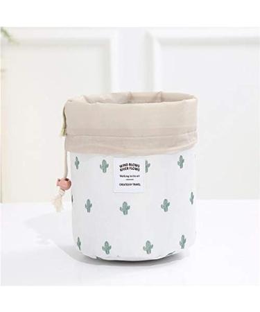 Xiangate Barrel Shaped Cosmetic Bag for Travel | Stylish White Flamingo Make-up & Brush Storage | Hangable Cultural Bags with Cord - Buy Online on GoSupps.com