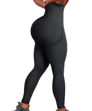 DREAMOON Butt Lifting Leggings Women Seamless Scrunch Workout Leggings High Waist Gym Booty Tummy Control Yoga Pants #1-scrunch Butt Black X-Large