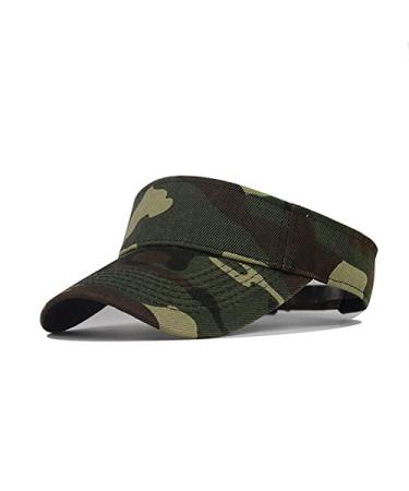 Military Ba Sun Visors for Men Camouflage Empty Top Baseball Sun Cap Sports Visor Hat for Adults Green Camouflage Medium