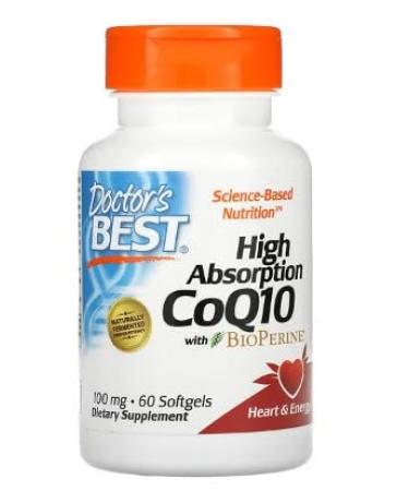 Doctor's Best High Absorption CoQ10 avec BioPerine 100mg - 60 gels mous - Soutien Cardiovasculaire et Antioxydant