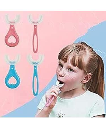 Buy U-Shaped Children's Toothbrush - 360 Cleaning Silicone Bristles for Kids 2-6 Blue Long Handle - Buy Online on GoSupps.com