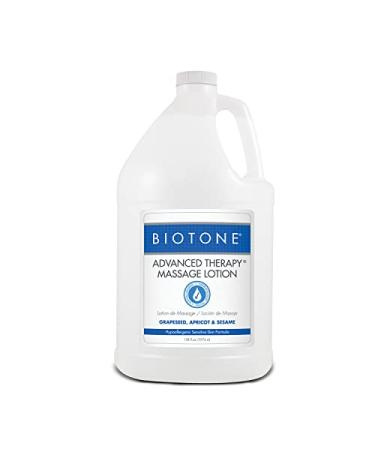 BIOTONE Advanced Therapy Massage Lotion, Hypoallergenic and Fragrance-Free, More Glide and Workability, Absorbs for a Non-Greasy Finish 128 Fl Oz (Pack of 1)