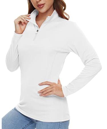 TACVASEN Women's UPF 50+ Hiking Shirts Long Sleeve Sun Protection Shirts Lightweight Summer Quick Dry Shirts White X-Large
