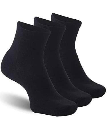 RZTT 90% Merino Wool Socks for Men Women, Soft Thin Ankle Socks for Athletic Running Hiking Cycling 3 Pairs 3 Black Large