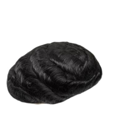 Real Hair Toupet for Men | YanaHair Wavy V-Loop PU Thin Skin System | European Real Hair Wig #1B Natural Black (10x8) - Buy Online on GoSupps.com