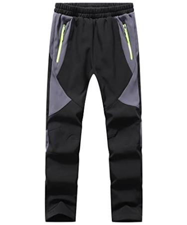 Lelaki Kids Snow Ski Pants Waterproof Outdoor Hiking Pants Warm Fleece Lined Trousers Darkblack 10-12 Years