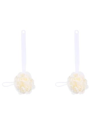 Healifty Sided Back Brush 2pcs White Brush with Bath Scrubber Massage Handle Double- Bath mediumx2pcs