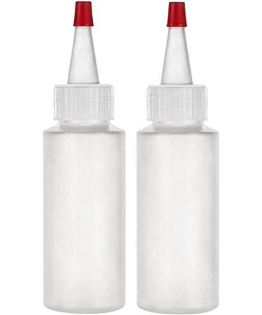 BRIGHTFROM Applicator Bottles with Red Top Cap, Squeeze 2 OZ, Hair Coloring Empty Plastic Bottles, Refillable - Multi Purpose (Pack of 2)