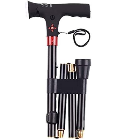 Canes Walkers for Seniors Foldable Walking Stick Wrist Band LED Light Portable and Durable Four Segment Walker Crutches Retractable Light Travel Trekking Pole Suitable for The Elderly Male Female r