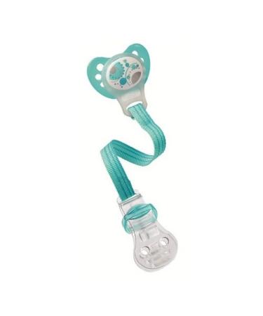 nip baby pacifier strap / pacifier chain for pacifiers WITHOUT grip ring band in turquoise striped