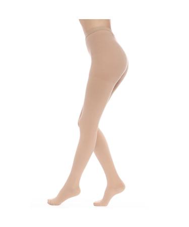 QIRUIRED Medical Compression Pantyhose - Closed Toe 23-32mmHg Graduated Support Tights Socks Stockings for Women & Men Beige S