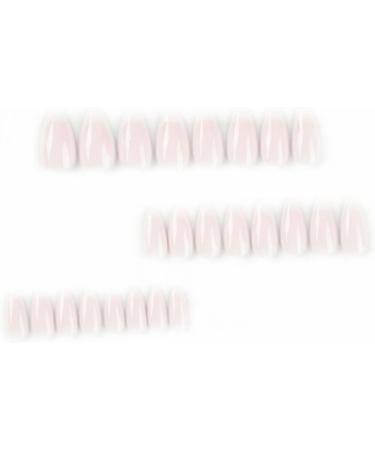 Justotry 24 Pcs Pale Pink Oval Medium False Nails Short Pattern Milky White French Press on Nails with Glue for Women - Almond Stick on Nails for Art - Buy Online on GoSupps.com