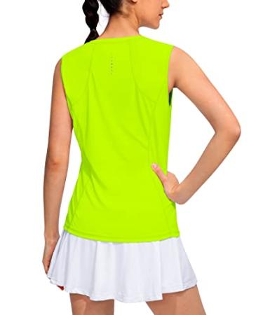 YYV Women's Workout Tank Tops Lightweight Sleeveless Shirts for Women Loose Fit Tops for Athletic Running Tennis Yoga Yellow Green Medium