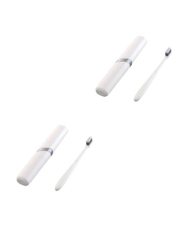 Gatuida 2 sentences toothbrush holder for on the way container for toothbrushes toothbrush tube travel toothbrush holder travel toothbrush case case pp storage box toothbrush box protective cover white