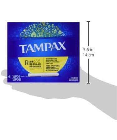 Tampax Cardboard Applicator Tampons - Regular Unscented 40 Count | International Shipping Available - Buy Online on GoSupps.com