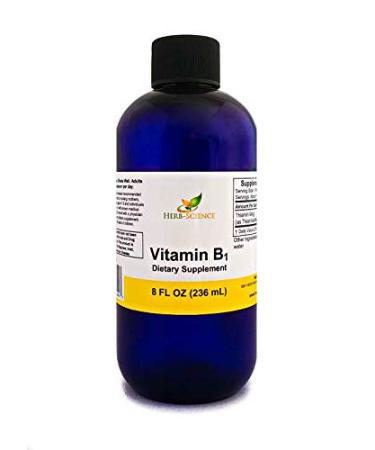 Herb-Science Liquid Vitamin B1 Drops - Daily Thiamine Supplement to Support Digestion, Nervous System, Heart Health, Stress Relief, Natural Energy Booster - 500% DV, 288 Servings per Bottle - 8 fl. oz