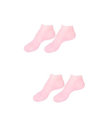 minkissy 2 Pairs Sock Skin Half Moon Pillow Black Rejuvenate Dry Cracked Gel Feet Lotion Knee Scooter Pad Silicone Gel Foot Moisturizing Heel Sleeves Booties Crusty Sebs Women's Spa Pink