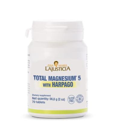 Total Magnesium 5 with Harpago 70 Tablets by Ana Maria Lajusticia - Reduce Tiredness and Fatigue - Improve Nervous System - Gluten Free and Vegan Firendly