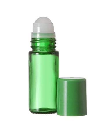 Grand Parfums 30ml, 1 oz, Rollerball Refillable Empty Green Glass Bottles, Perfect for Beautifully Displaying Essential Oils, Colognes, & Perfumes, w Green Cap, 4 Count 4x Green