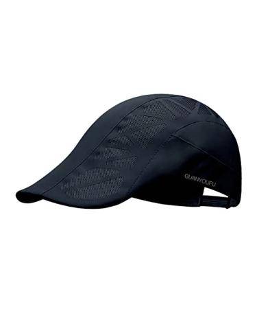 2023 Men Solid Mesh Baseball Cap Soft Breathable Newsboy Cap Fashion UV Protection Sun Hat Adjustable Summer Outdoor Blue