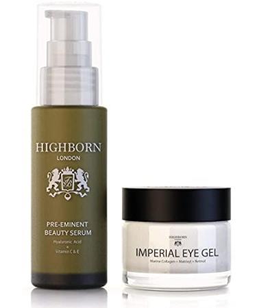 HighBorn London Revive and Defy Starter Kit - Pre-Eminent Beauty Serum & Imperial Eye Gel for Dark Circles Puffy Eyes & Wrinkles w/Plant Collagen 2 Phase (Revive & Defy Starter Set)