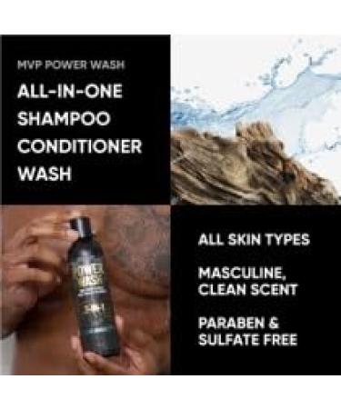 Derm Dude 3-in-1 Power Wash for Men - Natural Shampoo Conditioner & Body Wash with Coconut Oil & Aloe Vera - Gentle Daily Use - MVP Scent (8oz - Buy Online on GoSupps.com