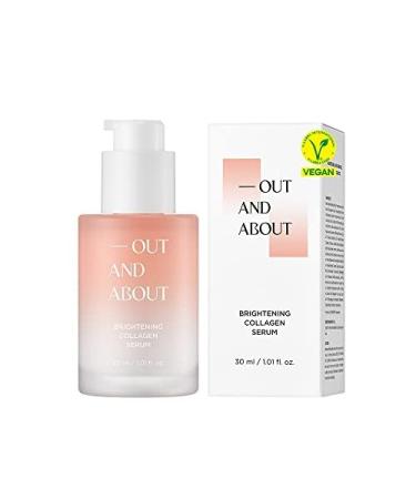 OUT AND ABOUT Vegan Collagen Serum 30ml Gentle Face Serum with Soluble Collagen Niacinamide Adenosine Lightweight Formula for Delicate Skin Korea Skincare Formula